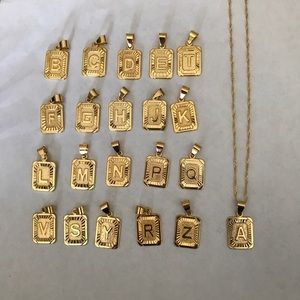 New 18k gold plated letter necklaces 24”